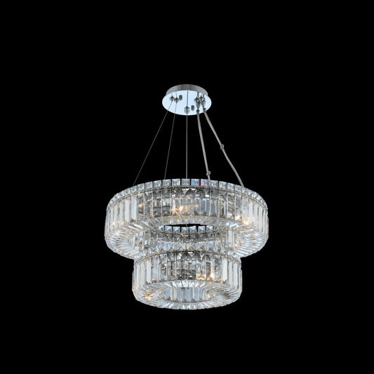 Quantum Rondelle 9 Light 2 Tier Pendant – Polished Chrome by Allegri Crystal – Crystal+Form Allegri Crystal Lighting