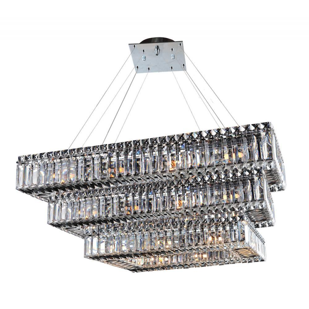 Baguette 43 Inch Rectangular 3 Tier Pendant