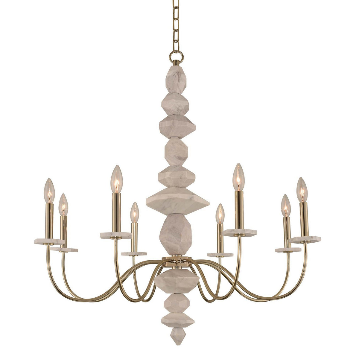 Carrara 34-in 8 Light Socket Champagne Gold Chandelier