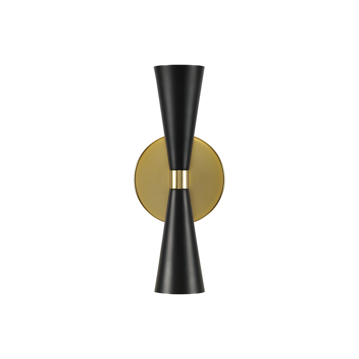 Milo 12-in 2 Light Socket Matte Black w/ Vintage Brass Wall Sconce