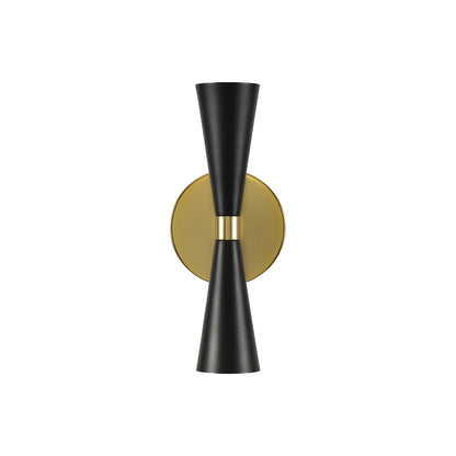 Milo 12-in 2 Light Socket Matte Black w/ Vintage Brass Wall Sconce