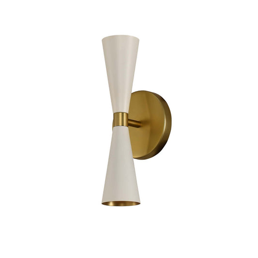Milo 12-in 2 Light Socket White w/ Vintage Brass Wall Sconce