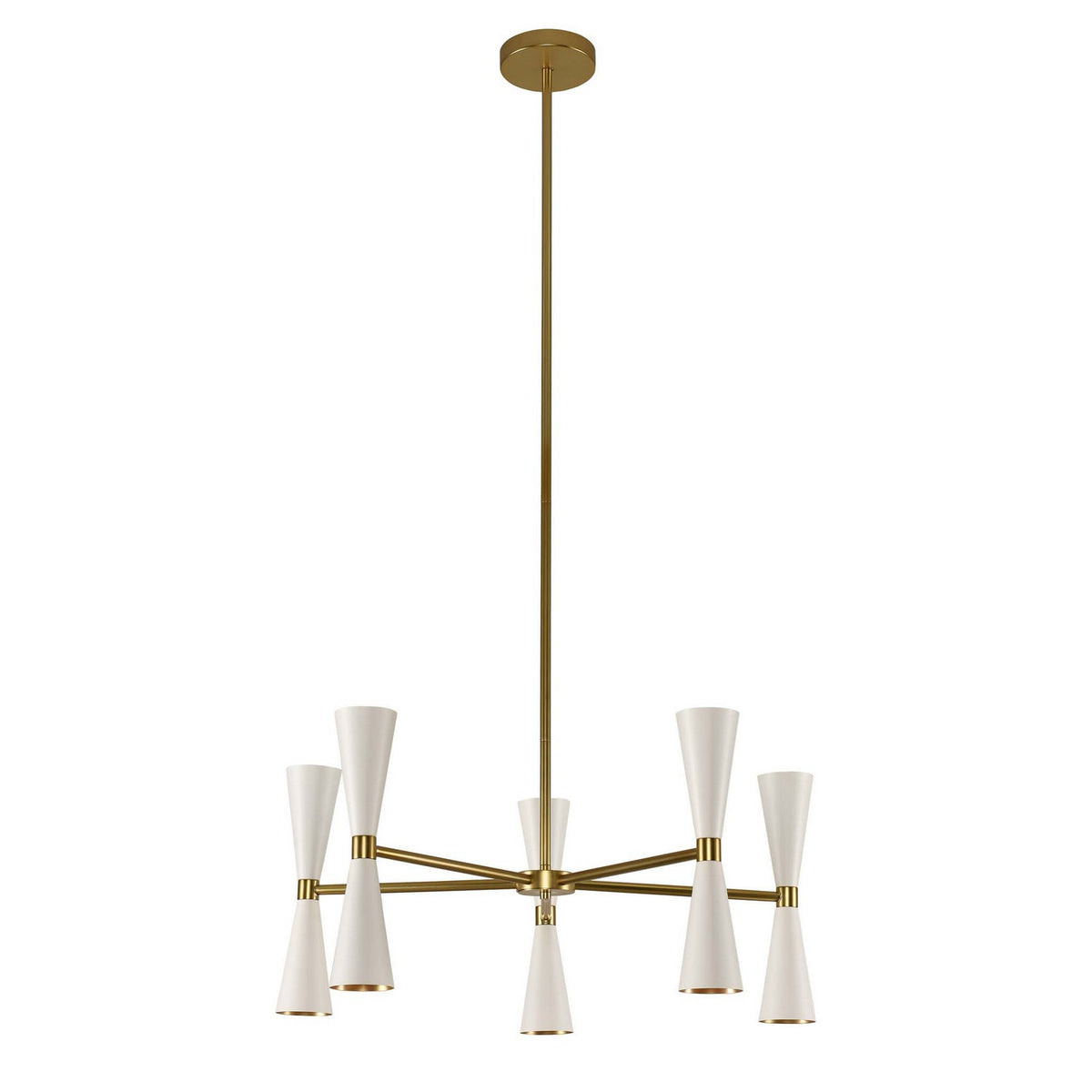Milo 28-in 12 Light Socket White w/ Vintage Brass Chandelier