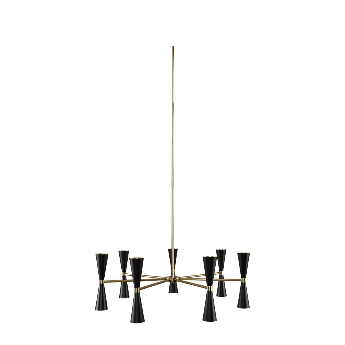 Milo 35-in 12 Light Socket Matte Black w/ Vintage Brass Chandelier