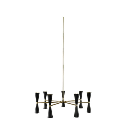 Milo 35-in 12 Light Socket Matte Black w/ Vintage Brass Chandelier