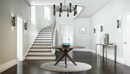 Milo 35-in 12 Light Socket Matte Black w/ Vintage Brass Chandelier