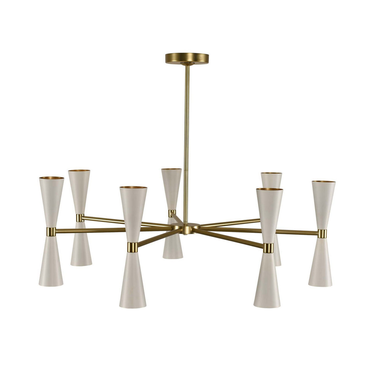 Milo 35-in 12 Light Socket White w/ Vintage Brass Chandelier
