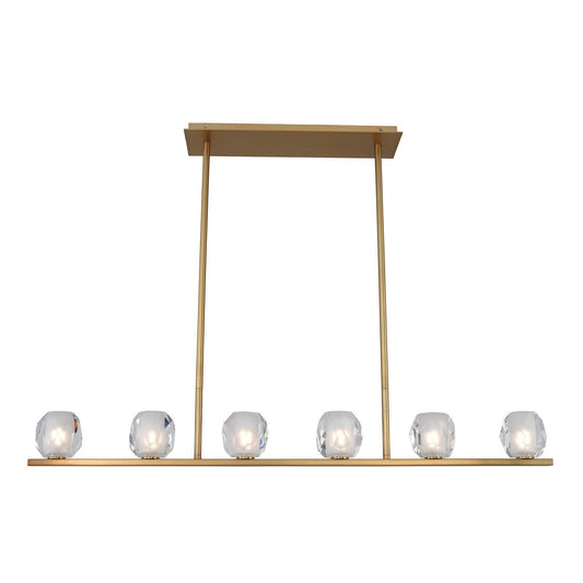 Stella 46-in 6 Light Socket Winter Brass Linear Pendant