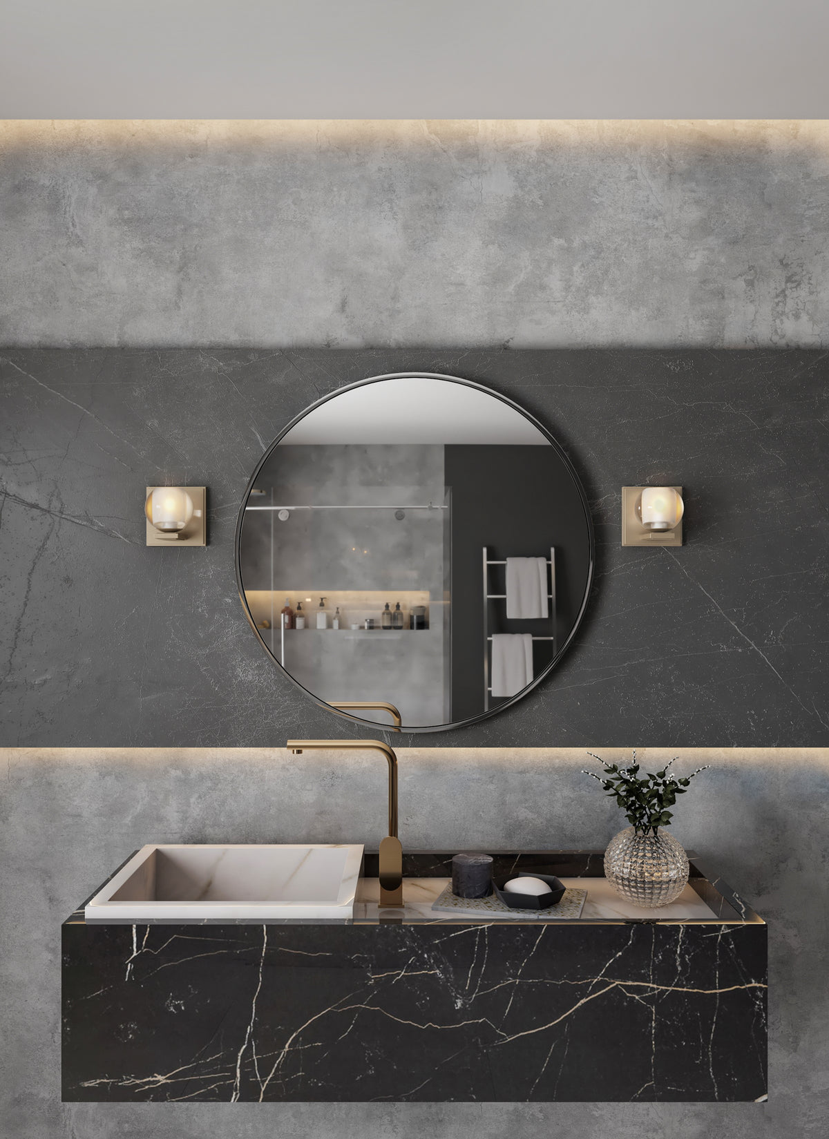 Corona 5-in 1 Light Socket Satin Nickel Bath Wall Sconce