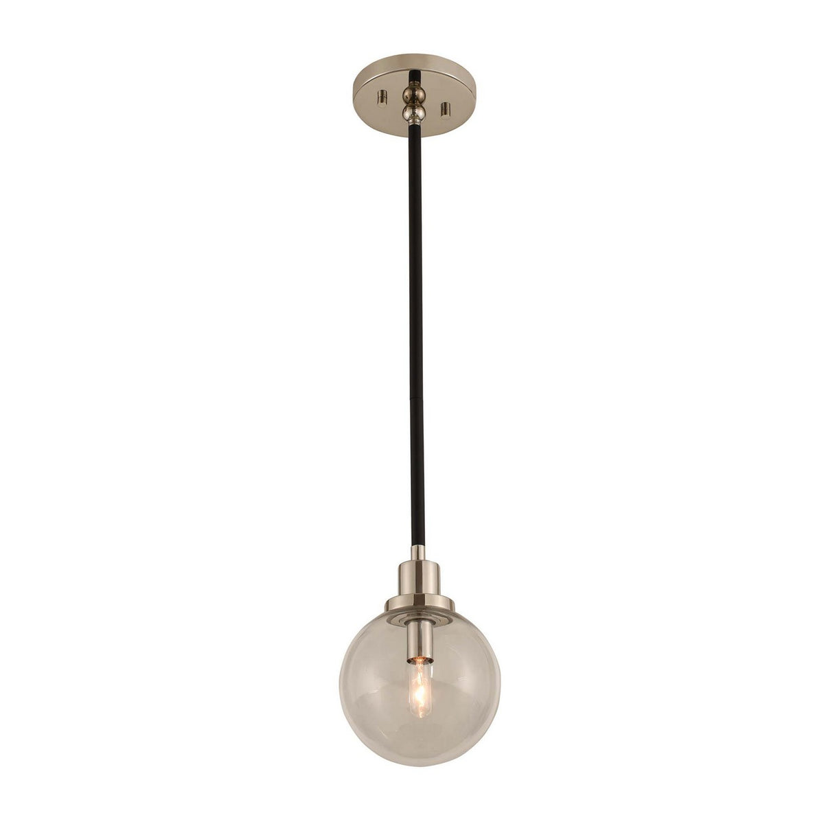 Cameo 6-in 1 Light Socket Matte Black w/ Polished Nickel Pendant