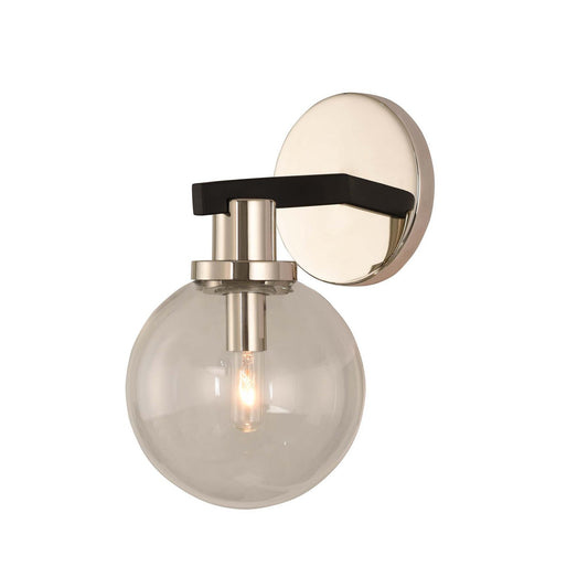 Cameo 10-in 1 Light Socket Matte Black w/ Polished Nickel Wall Sconce