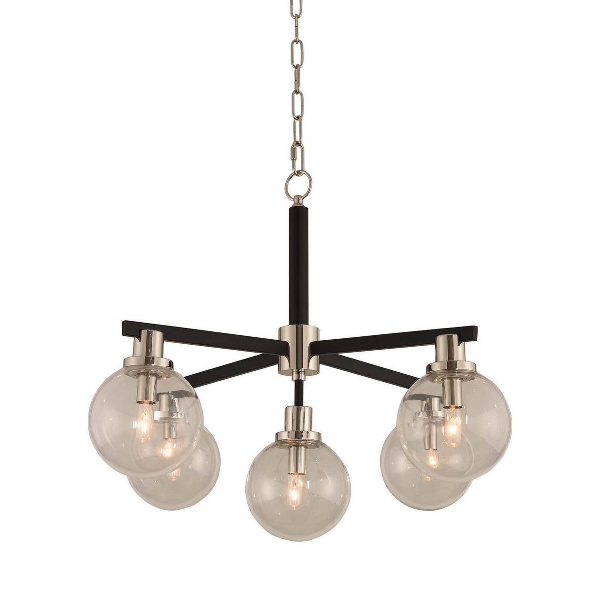 Cameo 28-in 5 Light Socket Matte Black w/ Polished Nickel Multi-Pendant