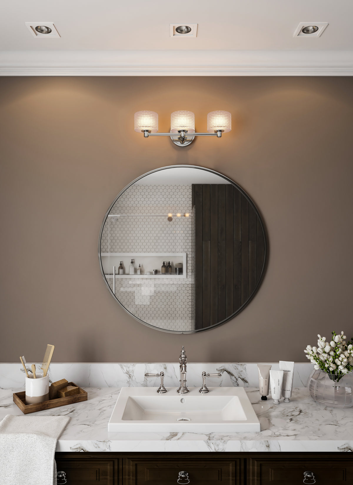 Willow 19-in 3 Light Socket Polished Chrome Vanity Light