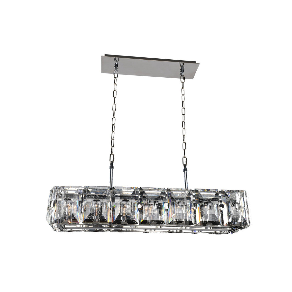 Giada 37-in 7 Light Socket Polished Stainless Steel Linear Pendant