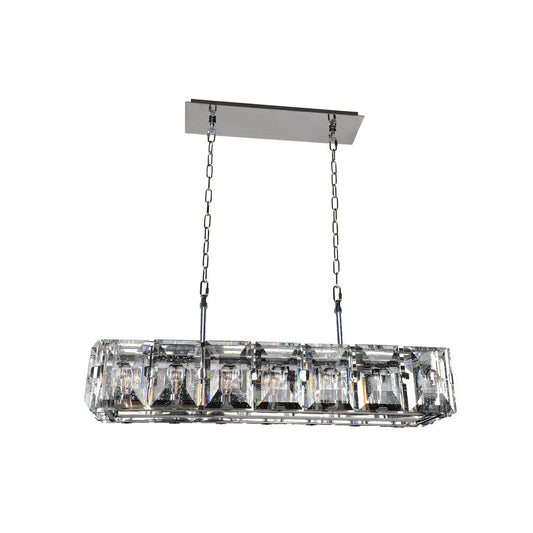 Giada 37-in 7 Light Socket Polished Stainless Steel Linear Pendant