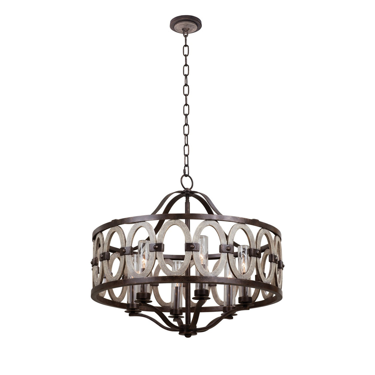 Belmont 38-in 6 Light Socket Florence Gold Outdoor Chandelier