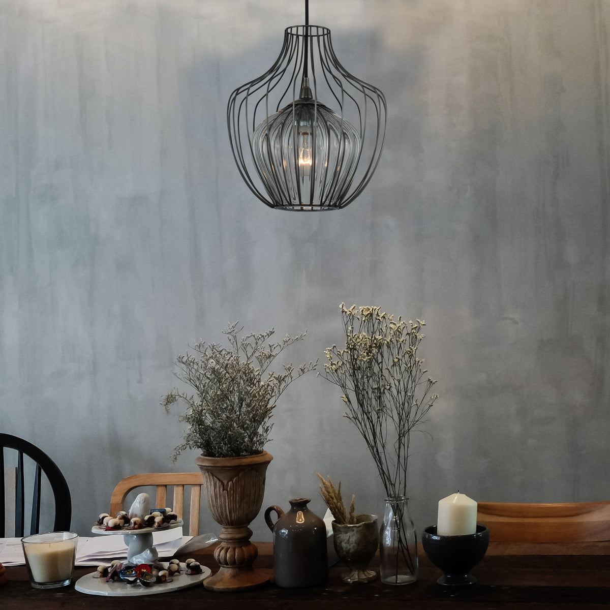 Emilia 12-in 1 Light Socket Chemical Stainless Steel Pendant