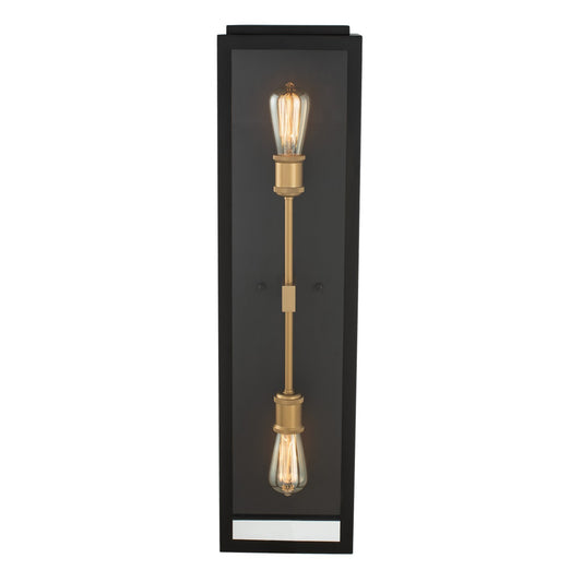 Ashland 31-in 2 Light Black w/ Sanded Gold Outdoor Wall Sconce