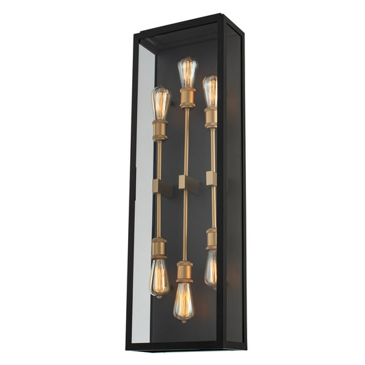 Ashland 38-in 6 Light Black w/ Sanded Gold Outdoor Wall Sconce