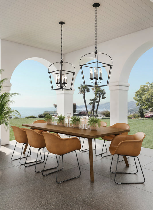Sutter 19-in 6 Light Matte Black Outdoor Pendant