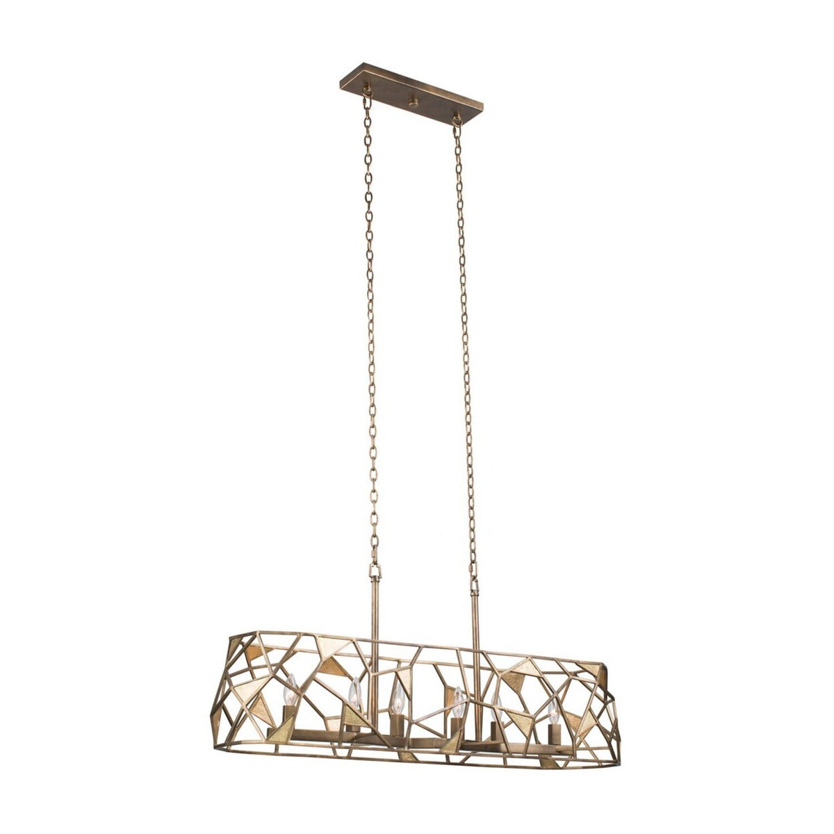 Esmeralda 42-in 6 Light Socket Pearlized Antique Brass Linear Pendant