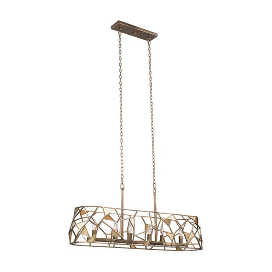 Esmeralda 42-in 6 Light Socket Pearlized Antique Brass Linear Pendant