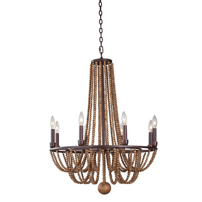 Beechwood 26-in 8 Light Socket Royal Mahogany Chandelier