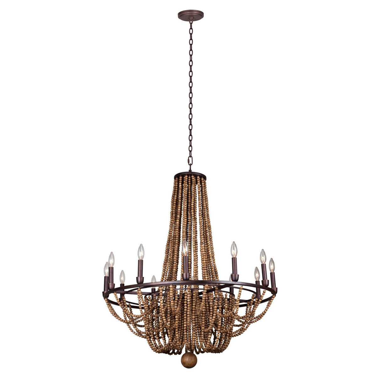 Beechwood 34-in 12 Light Socket Royal Mahogany Chandelier