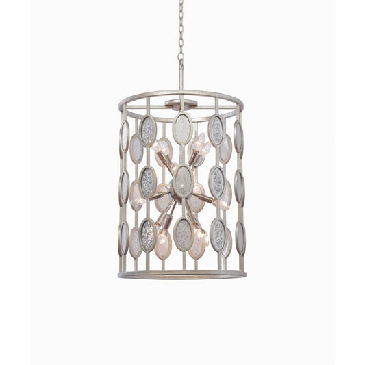 Palomar 19-in 12 Light Socket Vintage Silver Leaf Pendant