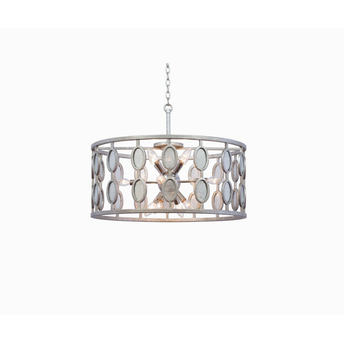 Palomar 26-in 12 Light Socket Vintage Silver Leaf Chandelier