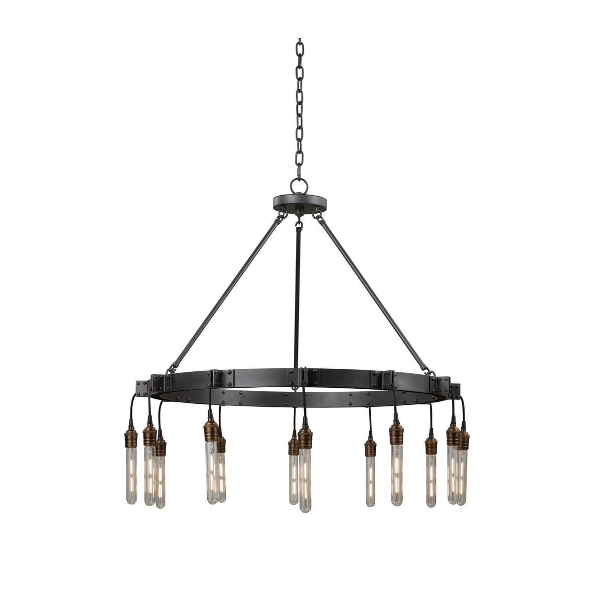 Stuyvesant 36-in 12 Light Socket Matte Gun Metal Chandelier