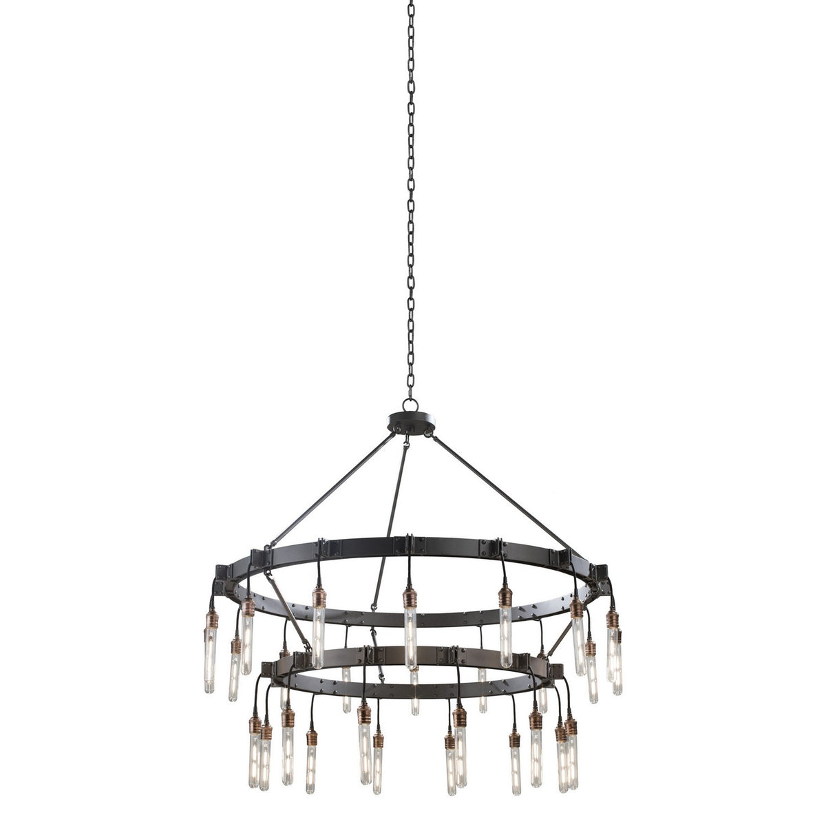 Stuyvesant 48-in 28 Light Socket Matte Gun Metal Tiered Chandelier