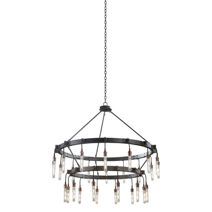 Stuyvesant 48-in 28 Light Socket Matte Gun Metal Tiered Chandelier