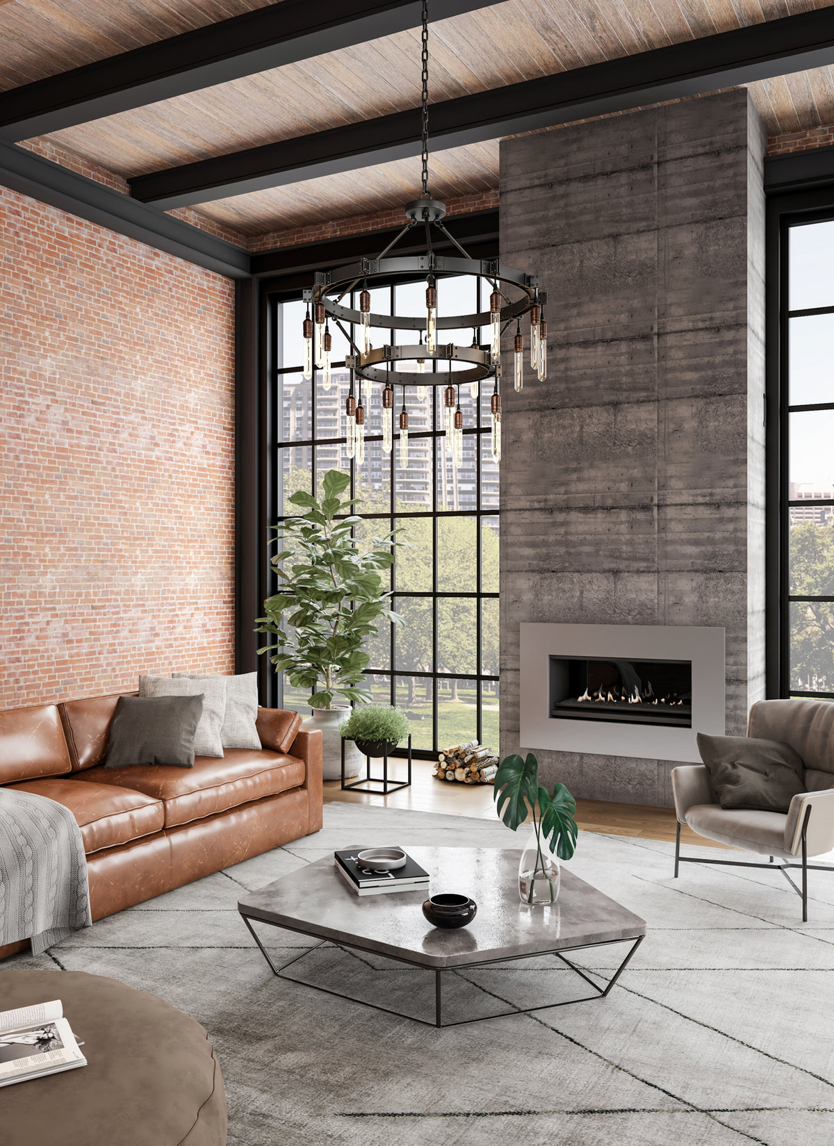 Stuyvesant 48-in 28 Light Socket Matte Gun Metal Tiered Chandelier