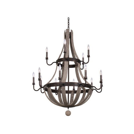 Harper 40-in 15 Light Socket Florence Gold Tiered Chandelier