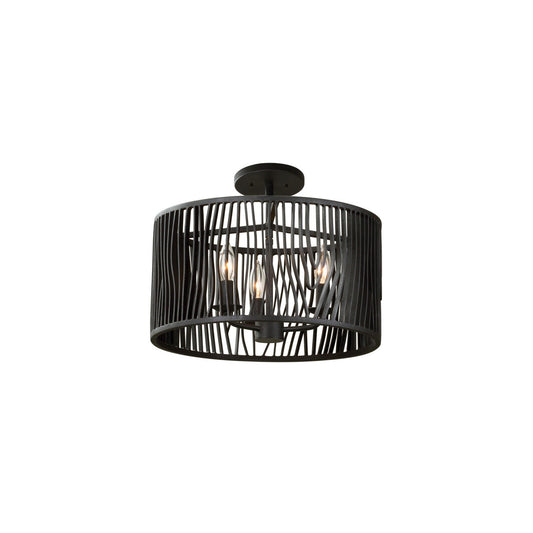 Morre 16-in 3 Light Socket Black Iron Flush Mount
