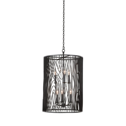 Morre 20-in 6 Light Socket Black Iron Pendant