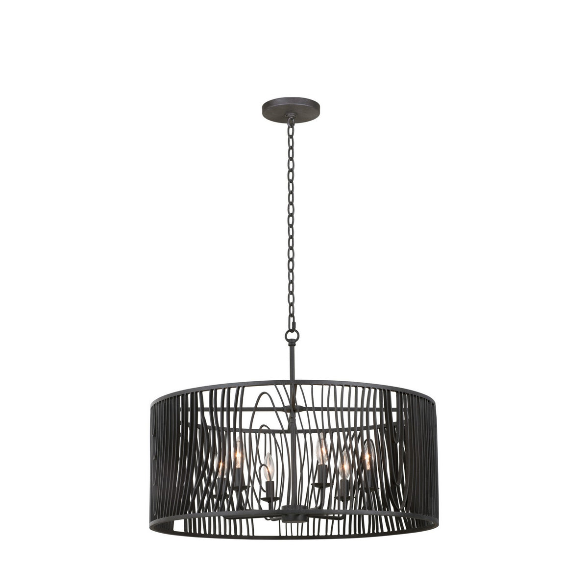 Morre 28-in 6 Light Socket Black Iron Chandelier