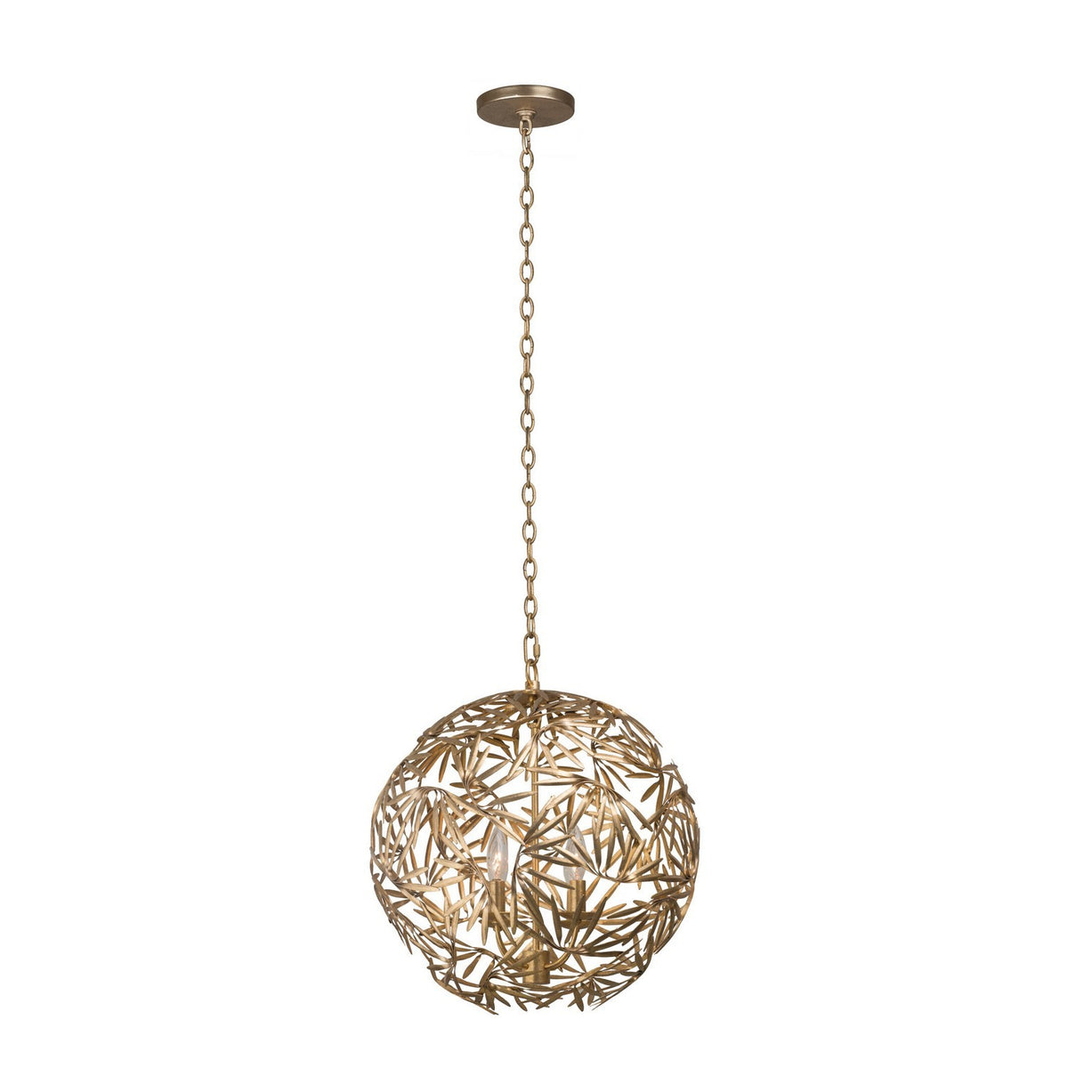 Jardin 18-in 4 Light Socket Oxidized Gold Leaf Pendant