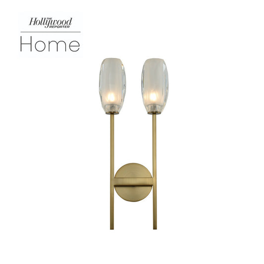 June 22-in 2 Light Socket Winter Brass Wall Sconce