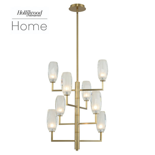 June 21-in 8 Light Socket Winter Brass Pendant
