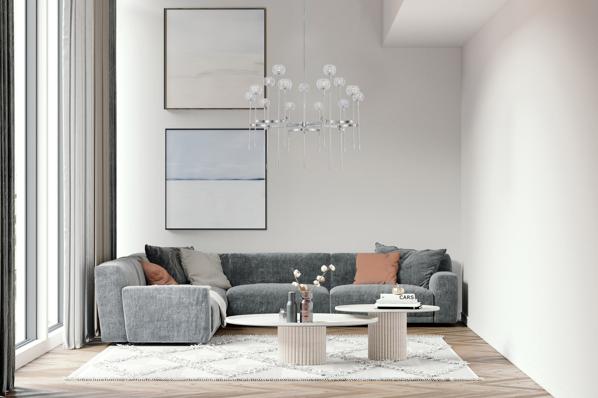 Mae 38-in 15 Light Socket Polished Chrome Tiered Chandelier
