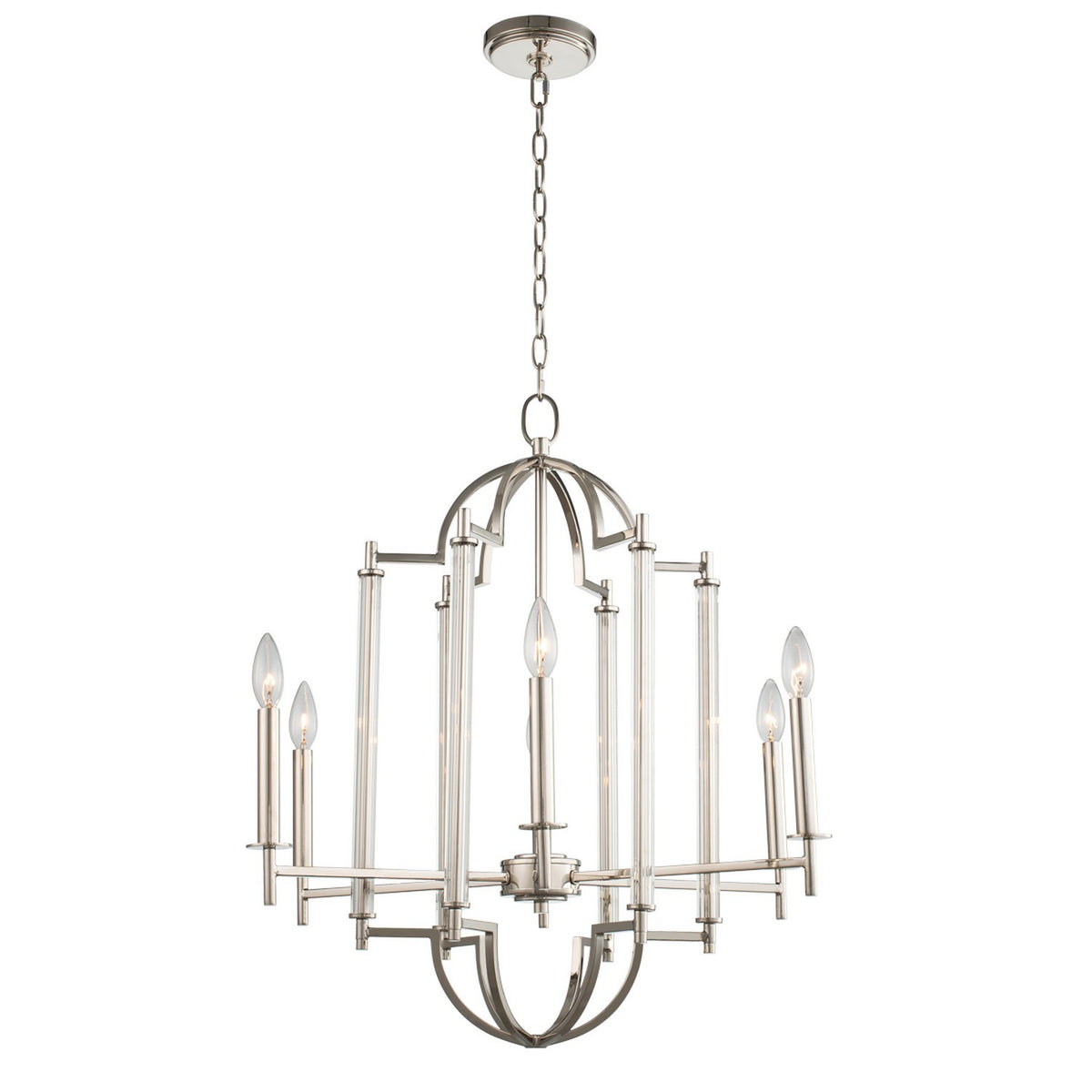 Provence 25-in 6 Light Socket Polished Nickel Chandelier