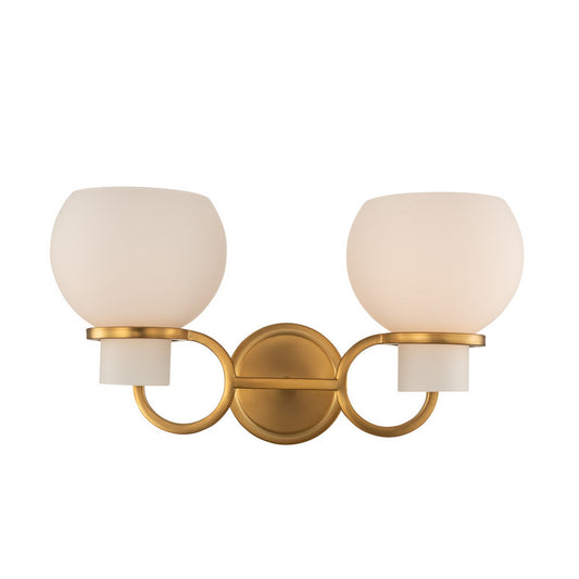 Ascher 9-in 2 Light Winter Brass Wall Sconce