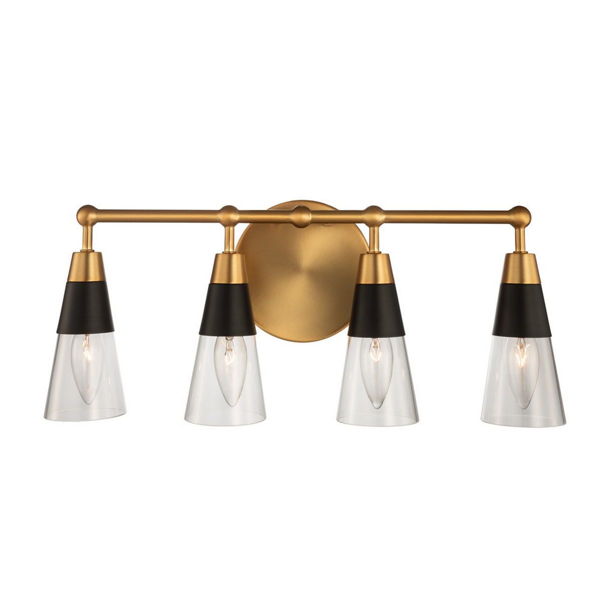 Ponti 19-in 4 Light Socket Matte Black w/ New Brass Vanity Light