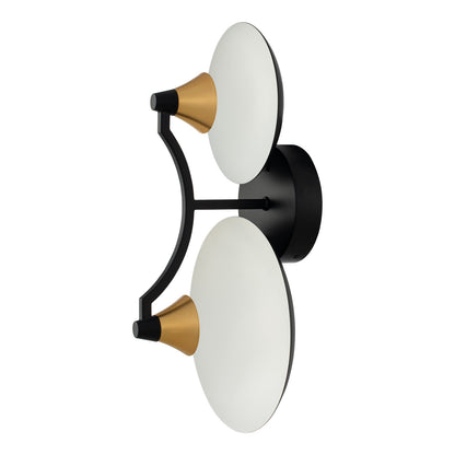 Redding 16-in 2 Light LED Matte Black w/ Winter Brass Wall Sconce