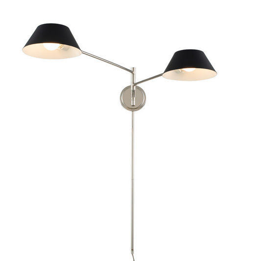 Bruno 5-in 2 Light Matte Black w/ Polished Nickel Wall Sconce