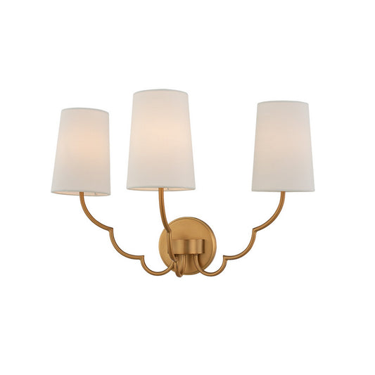 Sophia 14-in 3 Light New Brass Wall Sconce