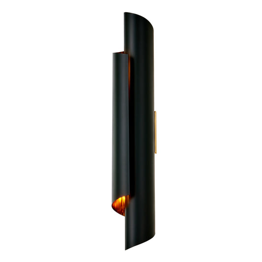 Piaga 24-in 2 Light Socket Matte Black and Polished Brass Wall Sconce
