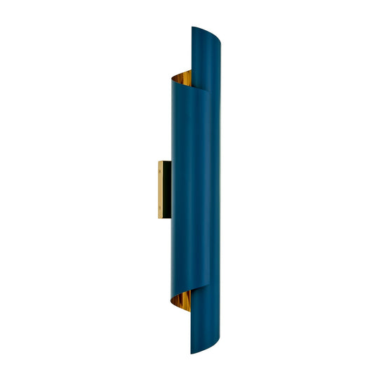 Piaga 24-in 2 Light Socket Matte Blue and Polished Brass Wall Sconce